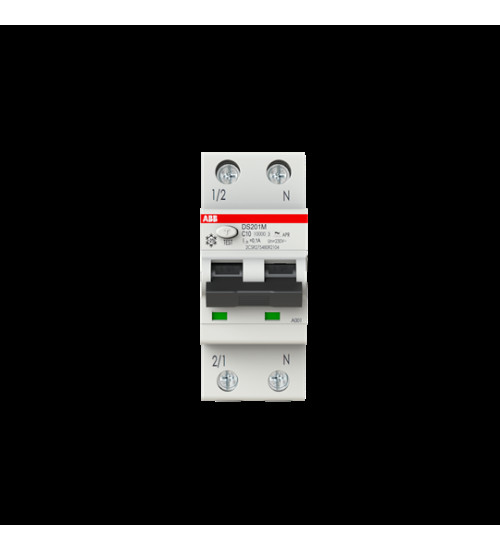 2CSR275480R2104 - DS201, 10A 1P+N 10kA Sensitivity-100mA AC-Type RCCB - ABB