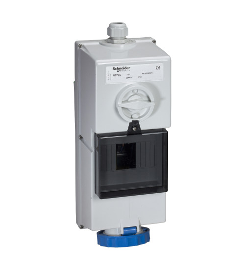 82766 - Isoblock interlocked socket - 32 A - 2P + E - 200...250 V AC - IP65 - wall - Schneider Electric