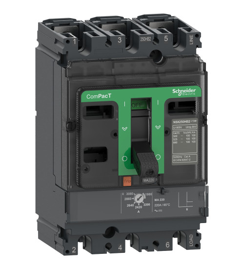 C10F3MA100 - Circuit breaker, ComPacT NSX100F, 36kA/415VAC, 3 poles, MA trip unit 100A - Schneider Electric
