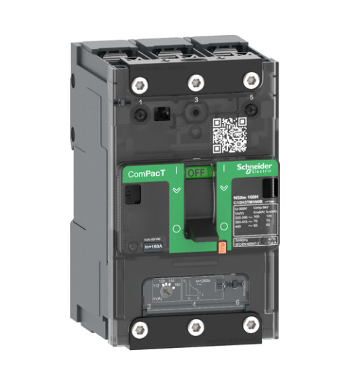 C11E3TM040B - Circuit breaker ComPacT NSXm E (16kA at 415VAC), 3 Poles 3d, 40A rating TMD trip unit, compression lugs and busbar connectors - Schneider Electric