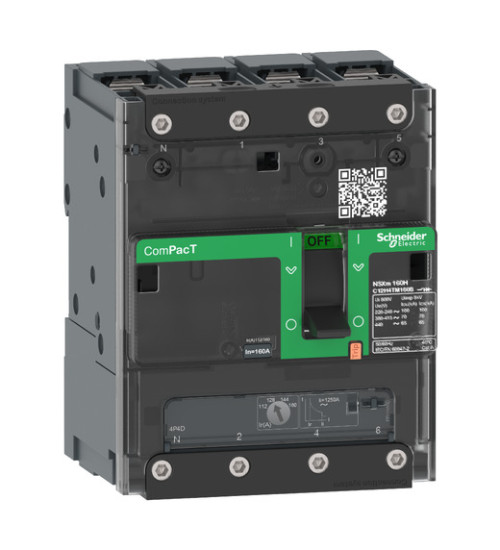 C11F6TM050B - Circuit breaker, ComPacT NSXm 63F, 36kA/415VAC, 4 poles 3D (neutral not protected), TMD trip unit 50A, lugs/busbars - Schneider Electric