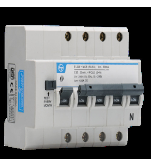 CB90006OOFO - Tripper 300mA 40A 4P 6kA Type-AC Curve-C ELCB+MCB (RCBO) - L&T
