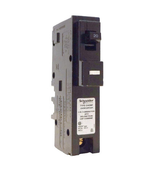 CHOM120PCAFI - Mini circuit breaker, Homeline Canadian, 20A, 1 pole, 120VAC, 10kA AIR, combo arc fault, plug on neutral, plug in, UL | Schneider Electric
