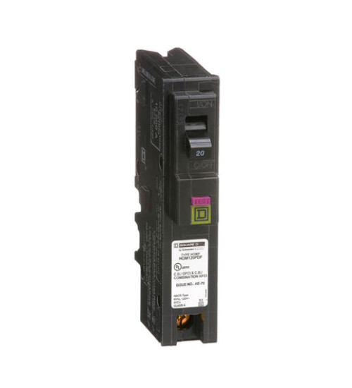 CHOM120PDF - Mini circuit breaker, Homeline Canadian, 20A, 1 pole, 120VAC, 10kA AIR, combo ARC/ground fault, plug on neutral, plug in, UL | Schneider Electric