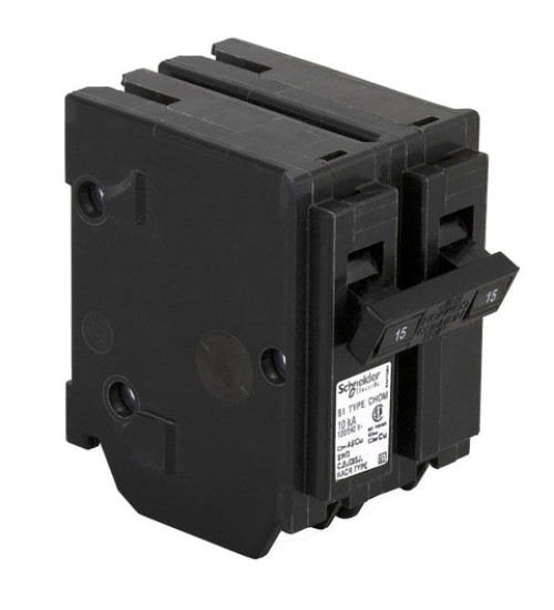 CHOM215 - Mini circuit breaker, Homeline Canadian, 15A, 2 pole, 120/240VAC, 10kA AIR, standard type, plug in, UL | Schneider Electric