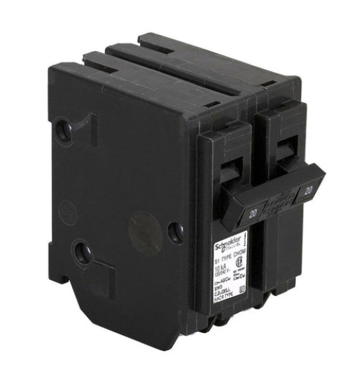 CHOM220 - Mini circuit breaker, Homeline Canadian, 20A, 2 pole, 120/240VAC, 10kA AIR, standard type, plug in, UL | Schneider Electric