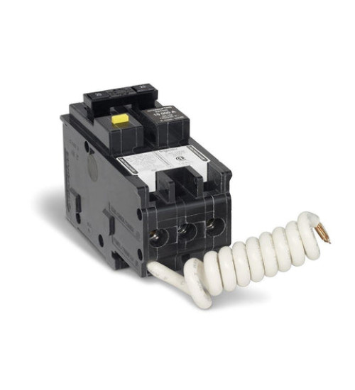 CHOM220GFI - Mini circuit breaker, Homeline Canadian, 20A, 2 pole, 120/240VAC, 10kA AIR, ground fault class A, plug in, UL | Schneider Electric