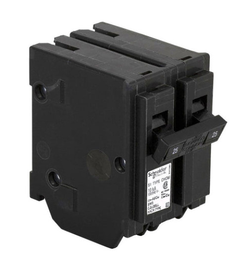 CHOM225 - Mini circuit breaker, Homeline Canadian, 25A, 2 pole, 120/240VAC, 10kA AIR, standard type, plug in, UL | Schneider Electric