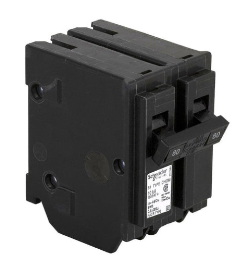 CHOM280 - Mini circuit breaker, Homeline Canadian, 80A, 2 pole, 120/240VAC, 10kA AIR, standard type, plug in, UL | Schneider Electric