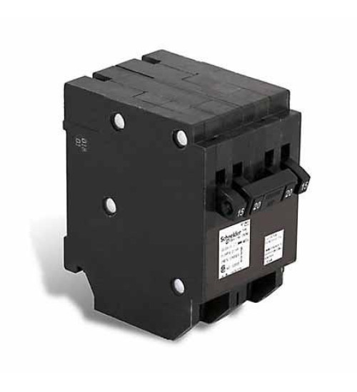 CHOMT1515250 - Quad tandem circuit breaker, Homeline Canadian, 2 x 1 pole at 15A, 1 x 2 pole at 50A, 120/240VAC, 10kA AIR, plug in, UL | Schneider Electric