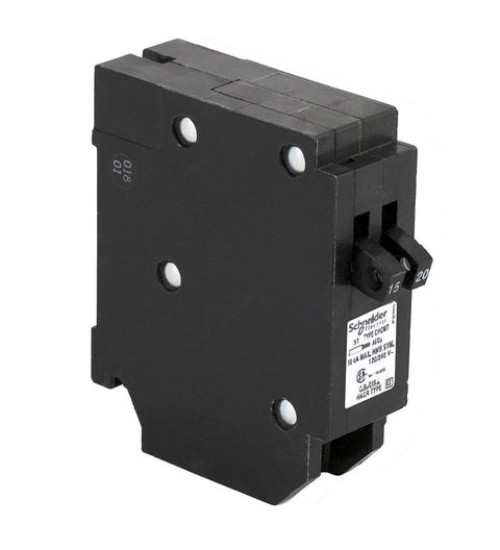 CHOMT1520 - Tandem circuit breaker, Homeline Canadian, 1 x 1 pole at 15A, 1 x 1 pole at 20A, 120/240VAC, 10kA AIR, plug in, UL | Schneider Electric