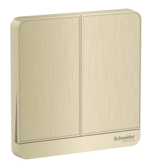 E8332_GH - AvatarOn, cover plate for switch, 2rocker, Metal Gold Hairline - Schneider Electric
