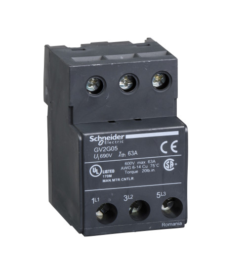 GV2G05 - TeSys GV2, TeSys D & TeSys U AC terminal block AC 3P AC for GV1L3 AC Schneider Electric