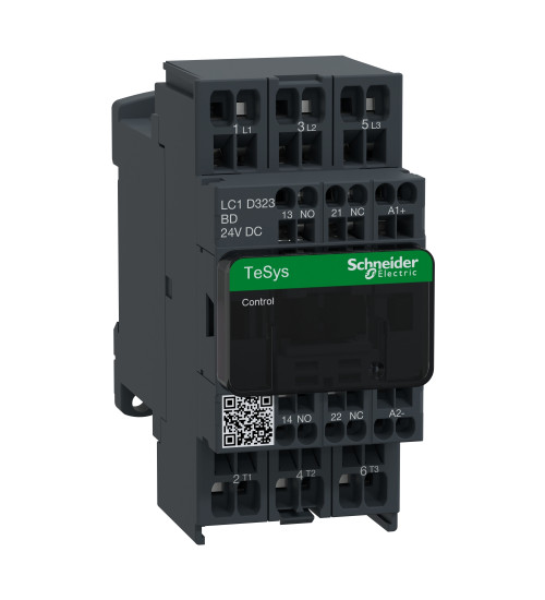 LC1D323BD - IEC contactor, TeSys Deca, nonreversing, 32A, 20HP at 480VAC, 3 phase, 3 pole, 3 NO, 24VDC coil, open style - Schneider Electric