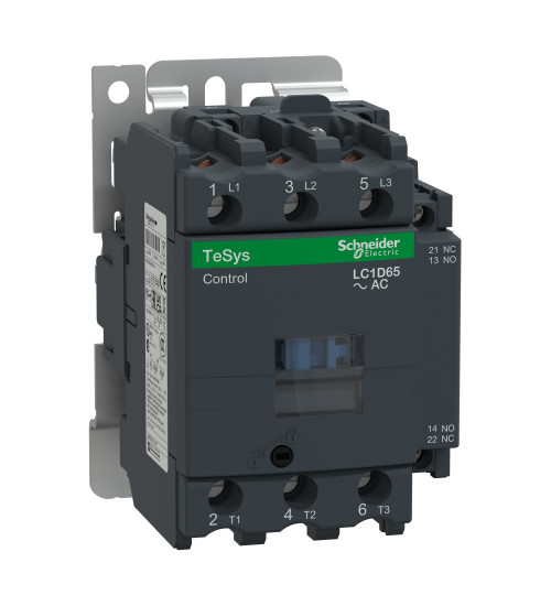LC1D65P7 - contactor, TeSys Deca, 3P (3NO), AC - 3/ AC - 3e/<=440V65A, 230V AC 50/60Hz coil, screw clamp terminals - Schneider Electric
