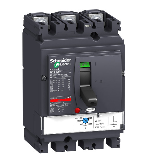 LV429740 - circuit breaker Compact NSX100F, 36kA at 415V AC, MA trip unit 100A, 3 Poles 3d - Schneider Electric