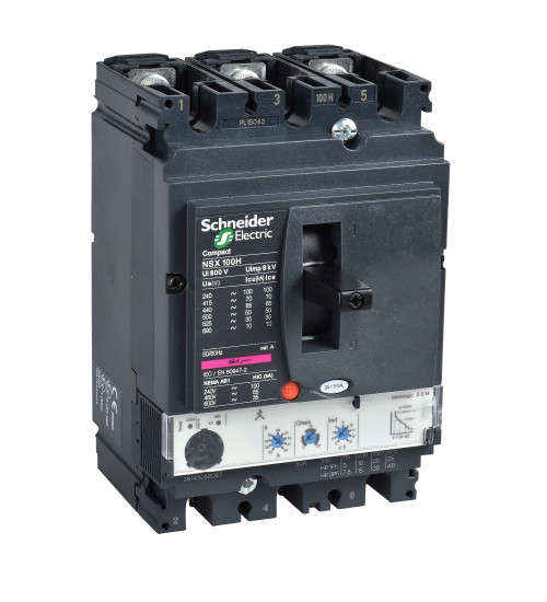 LV429790 - circuit breaker Compact NSX100H, 70kA at 415V AC, Micrologic2.2 trip unit 100A, 3 Poles 3d - Schneider Electric
