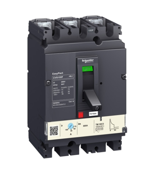LV516610 - circuit breaker Easy Pact CVS100B, 25kA at 415V AC, 16A rating thermal magnetic TM - D trip unit, 4P 3d - Schneider Electric