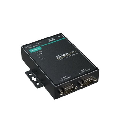 NPort 5250A-T, 2-port RS-232/422/485 device server, -40 to 75°C operating temperature