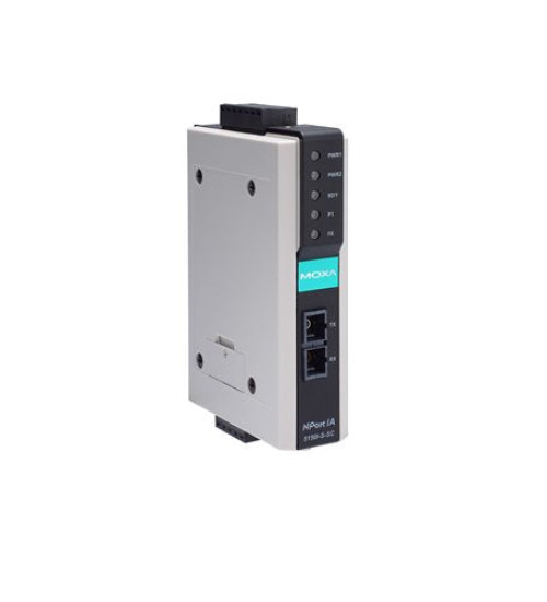 NPort IA-5150-M-SC-T, 1-port RS-232/422/485 device server with 1 100BaseF(X) multi-mode fiber port (SC connectors), -40 to 75°C operating temperature