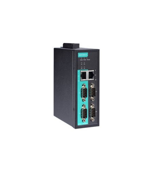 NPort IA5450AI-T, 4-port RS-232/422/485 industrial automation device server with serial/LAN/power surge protection, 2 10/100BaseT(X) ports with single IP, -40 to 75°C operating temperature, 2 kV isolation protection