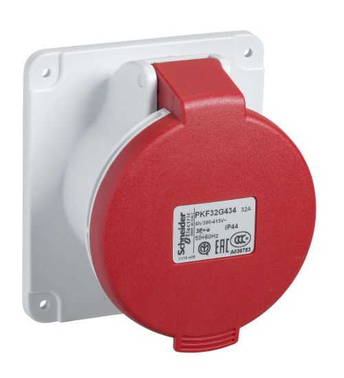 PKF32G435 - PratiKa socket - screw - straight - 32A - 3P + N + E - 380...415 V AC - panel - Schneider Electric