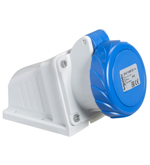 PKF32W723 - PratiKa socket - screw - angled - 32A - 2P + E - 200...250 V AC - wall - Schneider Electric
