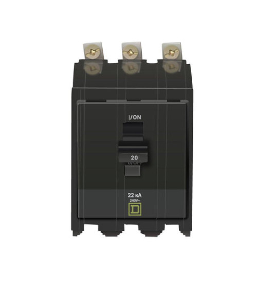 Square D QOB320VH - Mini circuit breaker, QO, 20A, 3 pole, 120/240VAC, 22kA, bolt on | Schneider Electric
