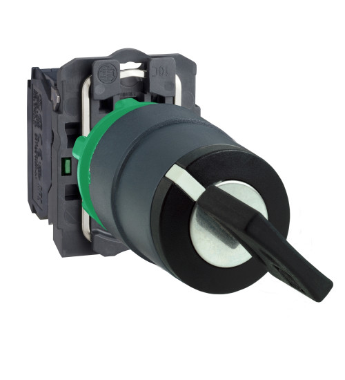 XB5AG61 - Key switch selector, plastic, black, Ø22, key n°455, 2 position,s spring return right to left, 1 NO - Schneider Electric