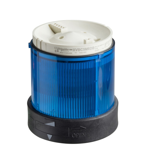 XVBC2G6 - Illuminated unit for modular tower lights, plastic, blue, Ø70, steady, integralLED, 120V AC AC Schneider Electric