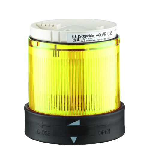 XVBC2G8 - Illuminated unit for modular tower lights, plastic, yellow, Ø70, steady, integralLED, 120V AC AC Schneider Electric