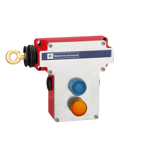 XY2CE2A296 - Latching emergency stop rope pull switch, Telemecanique rope pull switches XY2C, LH side, 2NC+2NO, pilot light 130 V.