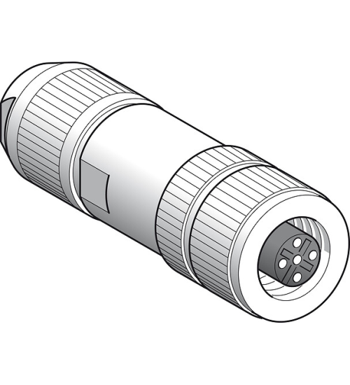 XZCC12FDB50R - Female, M12, 5 pin, shielded straight connector - Telemecanique Sensors